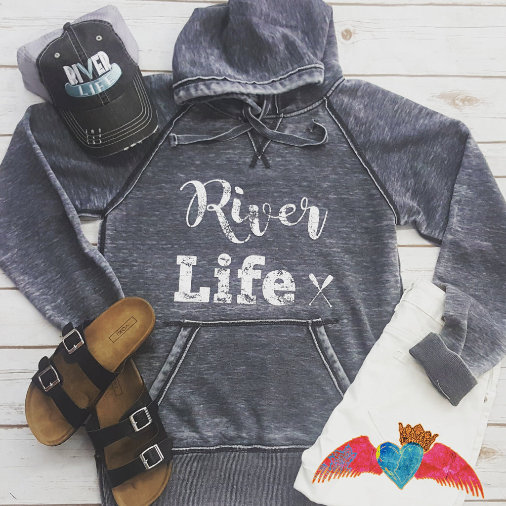 River Life Vintage Style Hoodie - Bless UR Heart Boutique