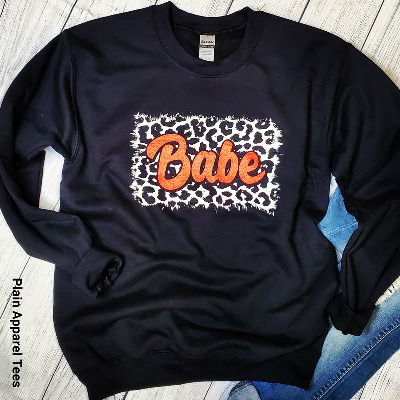 Leopard Patch Babe Sweatshirt - Bless UR Heart Boutique