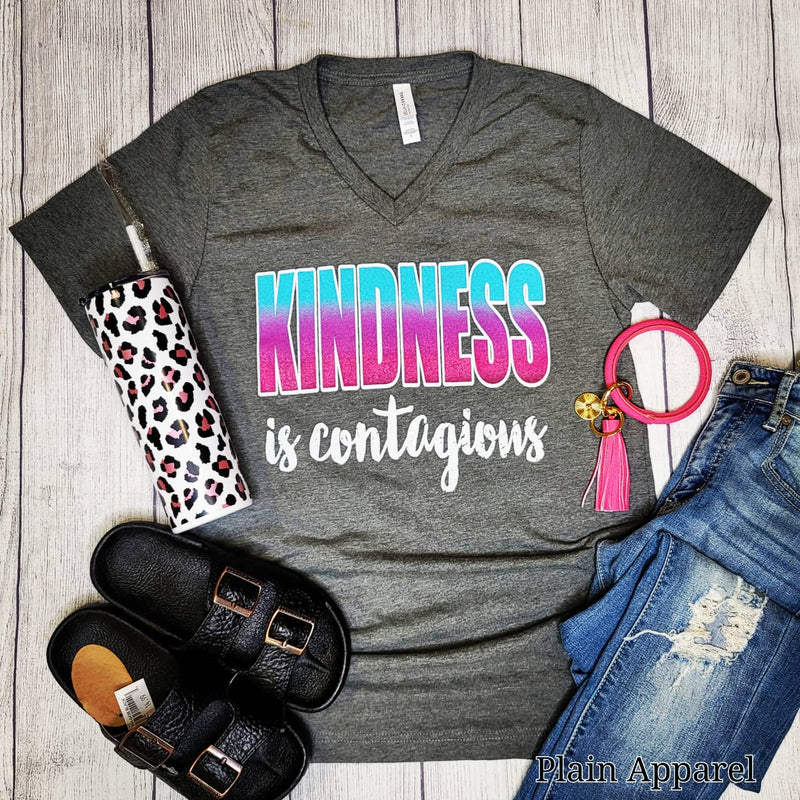 Kindness is Contagious V-Neck - Bless UR Heart Boutique