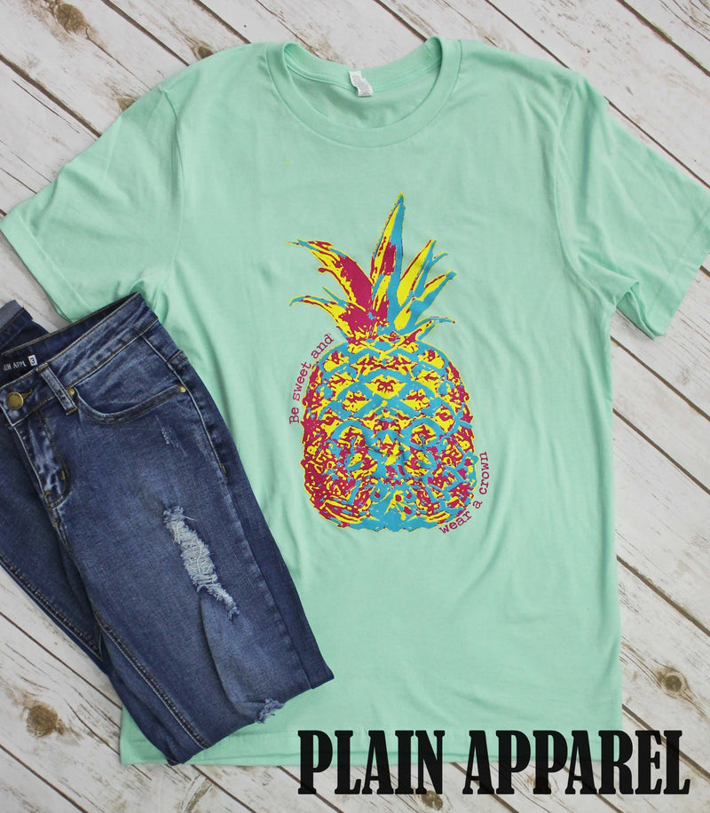 MINT Pineapple Crew Neck "Be Sweet & Wear A Crown" - Bless UR Heart Boutique