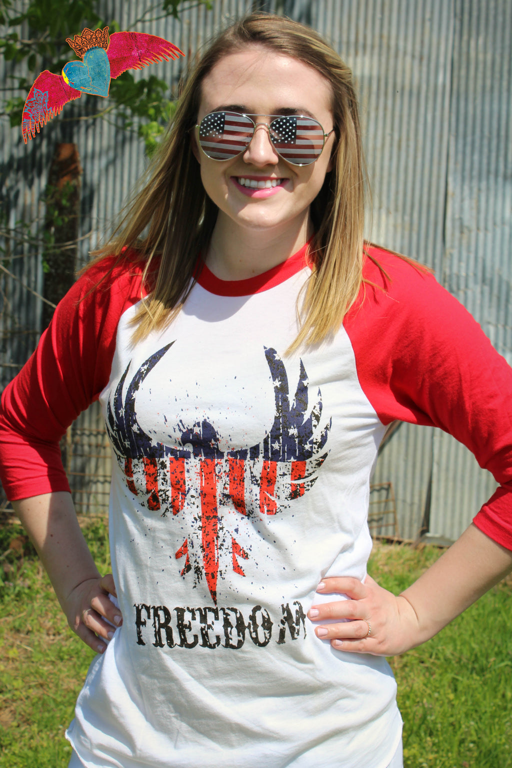 Freedom Red Raglan - Bless UR Heart Boutique