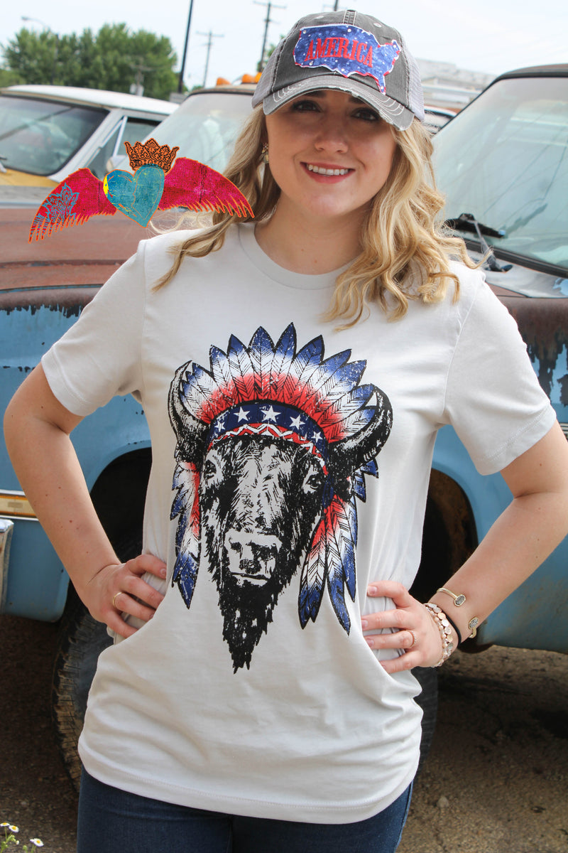 Patriotic Buffalo Tee - Bless UR Heart Boutique