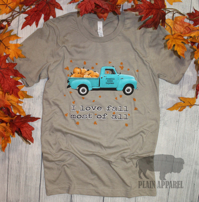 Love Fall Most Of All Truck Crew Tee - Bless UR Heart Boutique