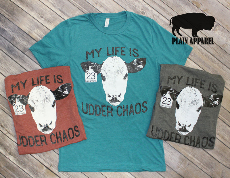 Udder Chaos Cow Head Tee - Bless UR Heart Boutique