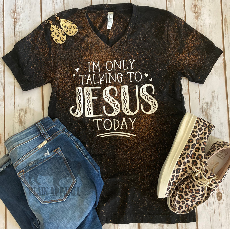 Talking To Jesus Distressed VNeck Tee - Bless UR Heart Boutique