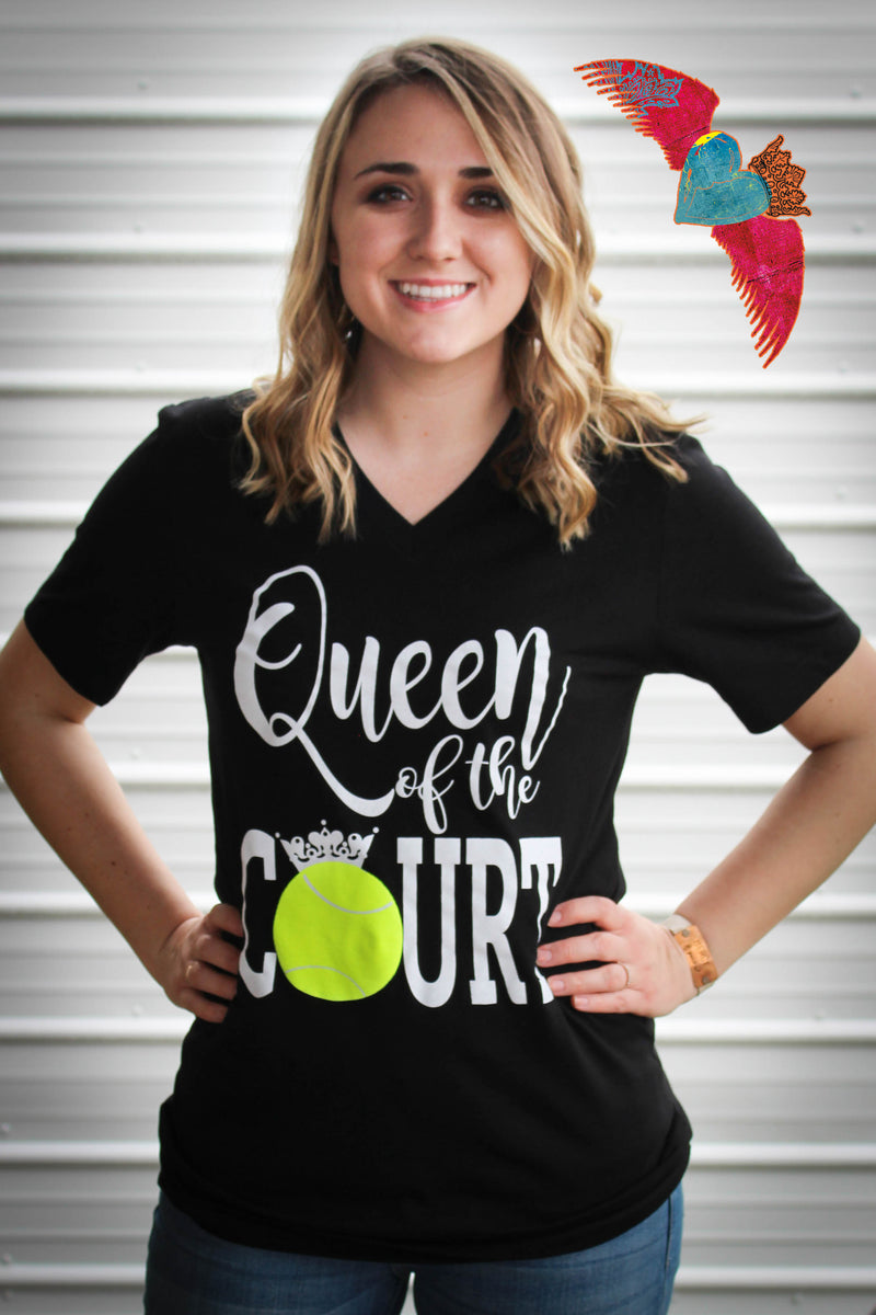 Tennis Queen Of The Court V-Neck - Bless UR Heart Boutique