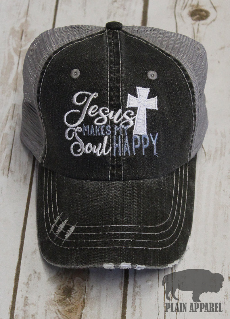 Jesus Makes My Soul Happy Ball Cap - Bless UR Heart Boutique