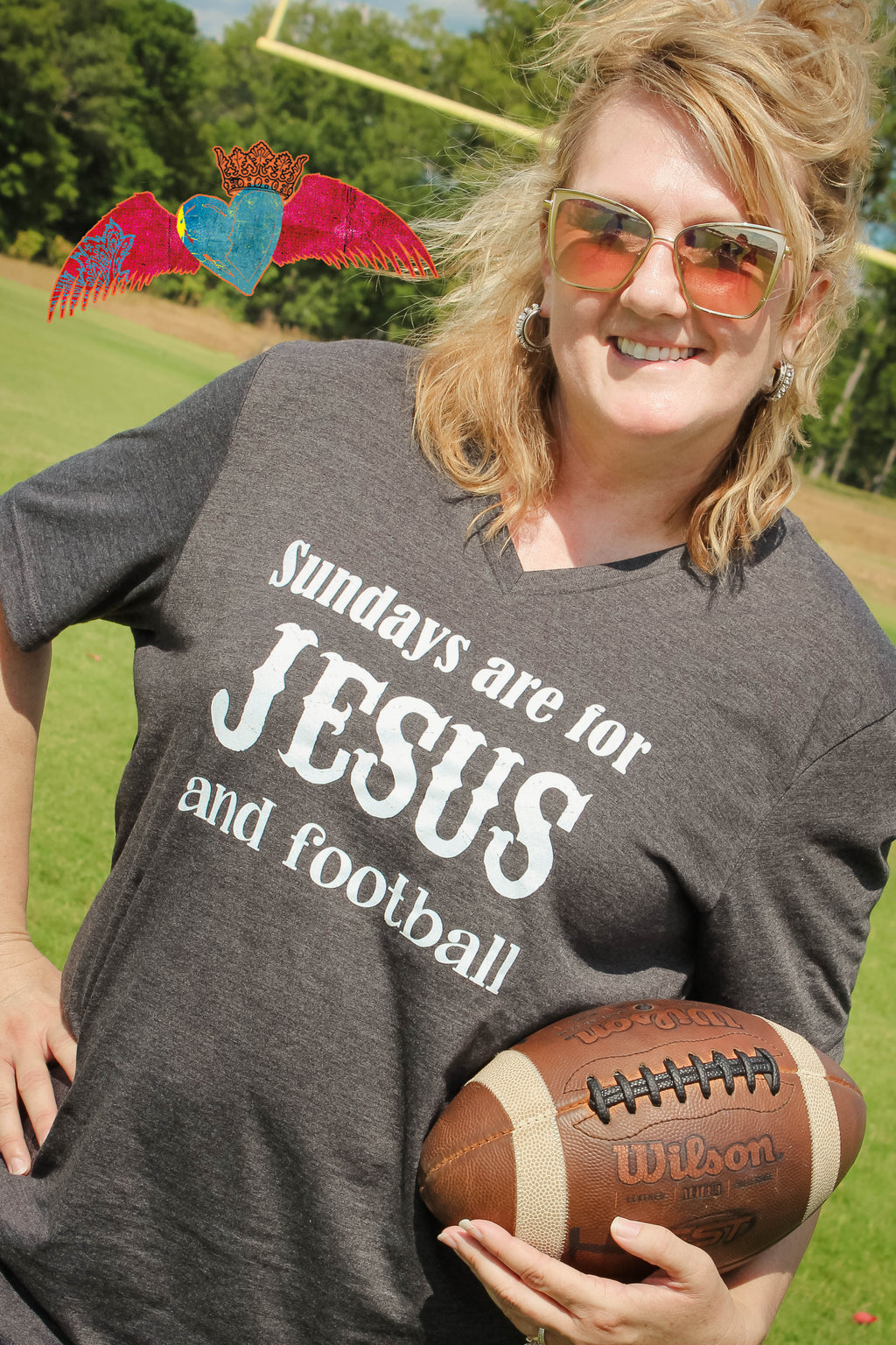 Sundays are for Jesus and Football V-Neck - Bless UR Heart Boutique