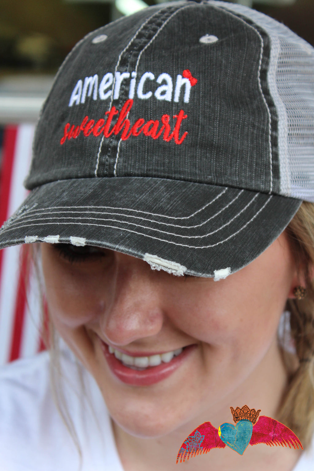 American Sweetheart Ball Cap - Bless UR Heart Boutique