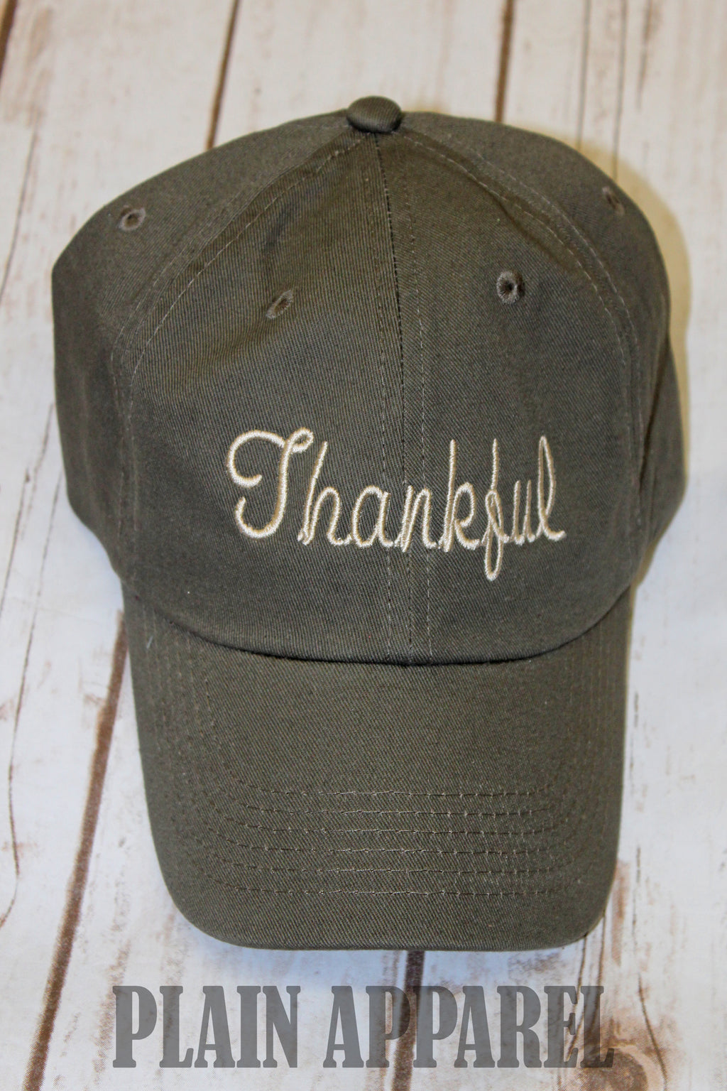Thankful Olive Green Basic Ball Cap - Bless UR Heart Boutique