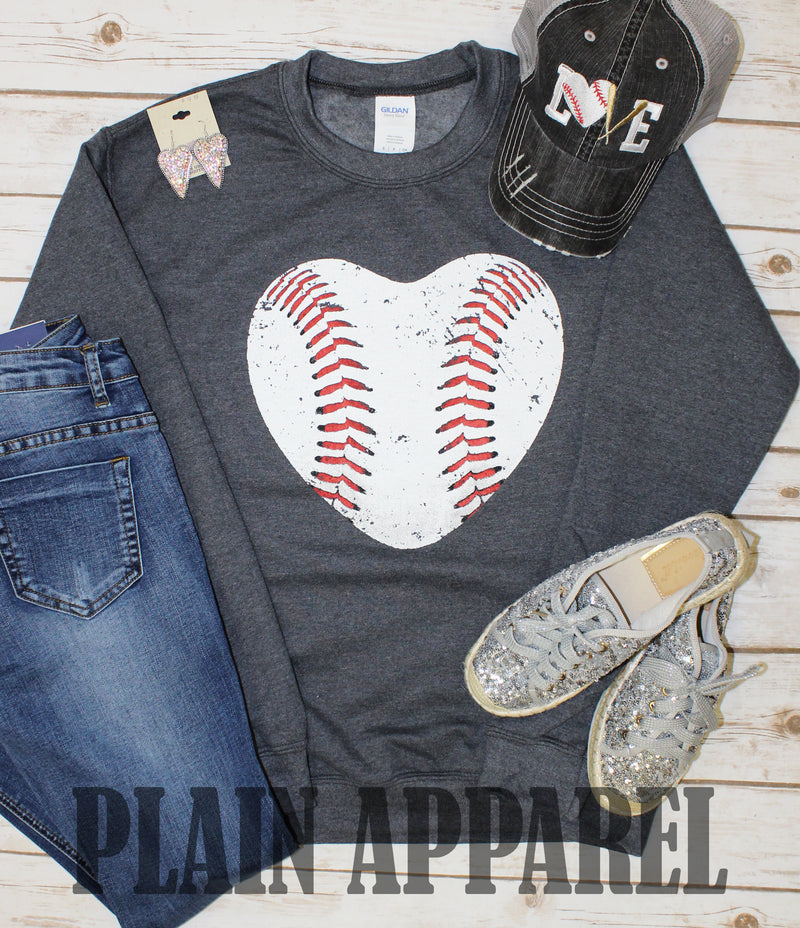 Baseball Heart Sweatshirt - Bless UR Heart Boutique