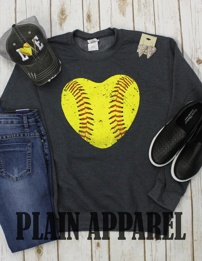 Softball Heart Sweatshirt - Bless UR Heart Boutique