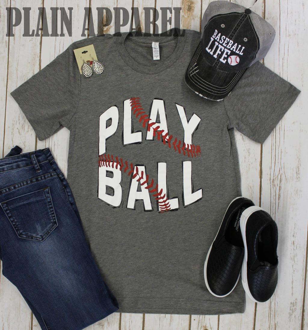 Baseball "Play Ball!" Crew Neck Tee - Bless UR Heart Boutique