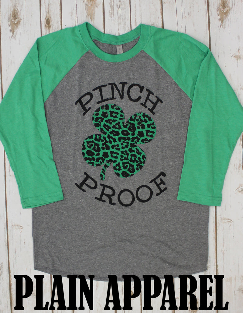 Pinch Proof Leopard Clover Raglan - Bless UR Heart Boutique