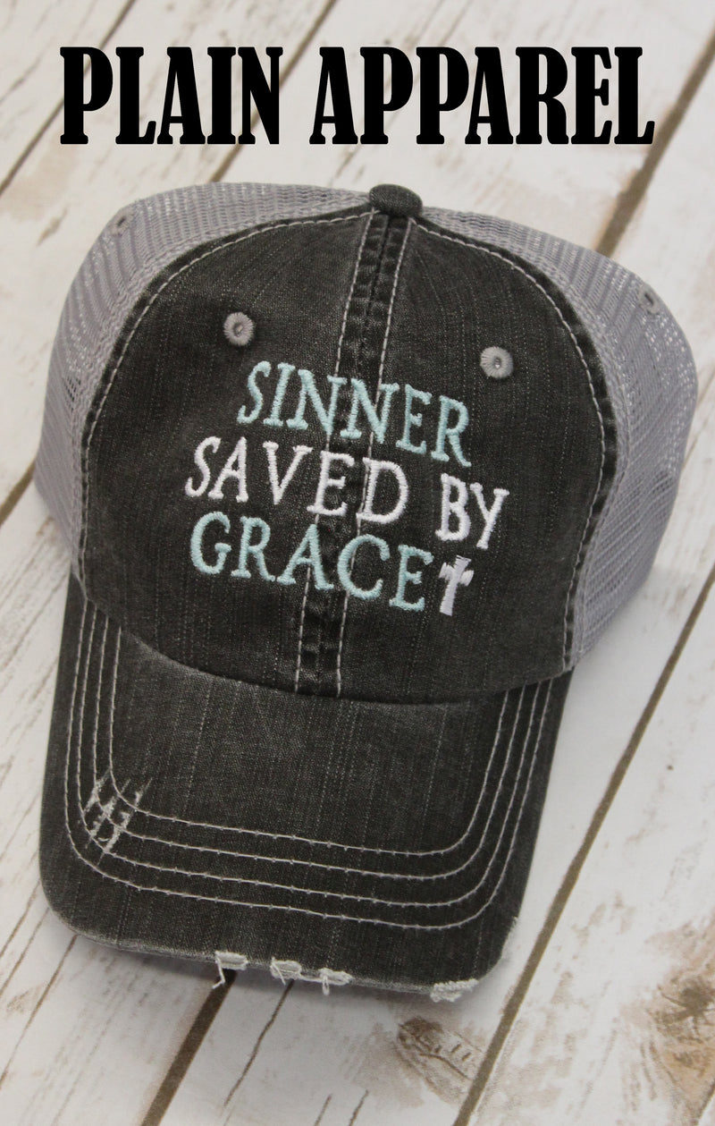 Sinner Saved By Grace Ball Cap - Bless UR Heart Boutique