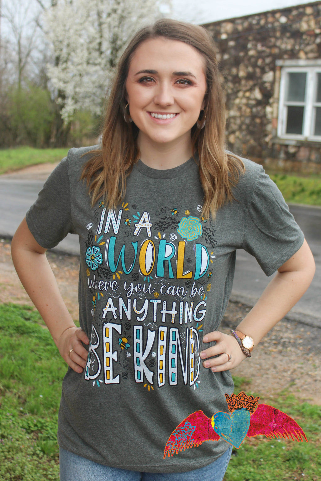 In A World Where You Can Be Anything .... Be Kind Crew Neck Tee - Bless UR Heart Boutique