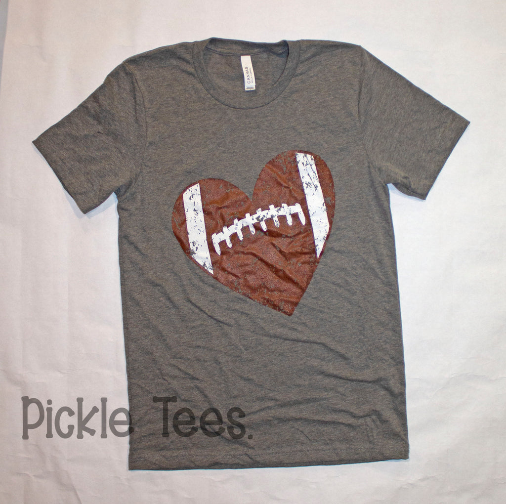 CREW Distressed Football Heart Tee - Bless UR Heart Boutique