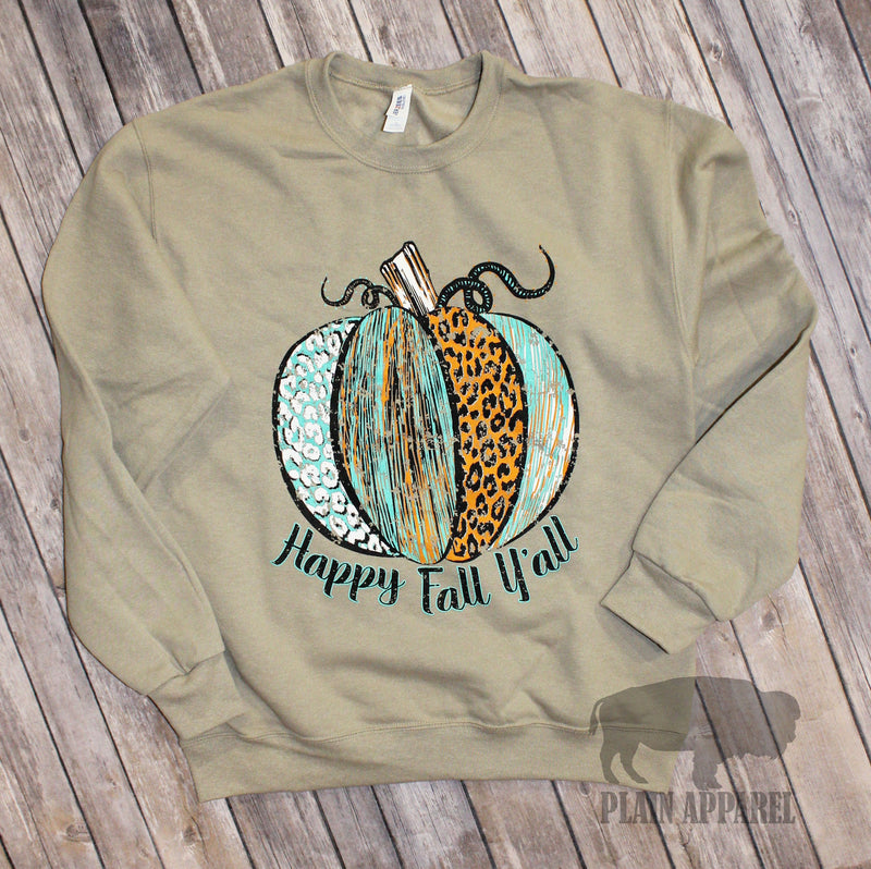 Happy Fall Leopard Pumpkin SWEATSHIRT - Bless UR Heart Boutique