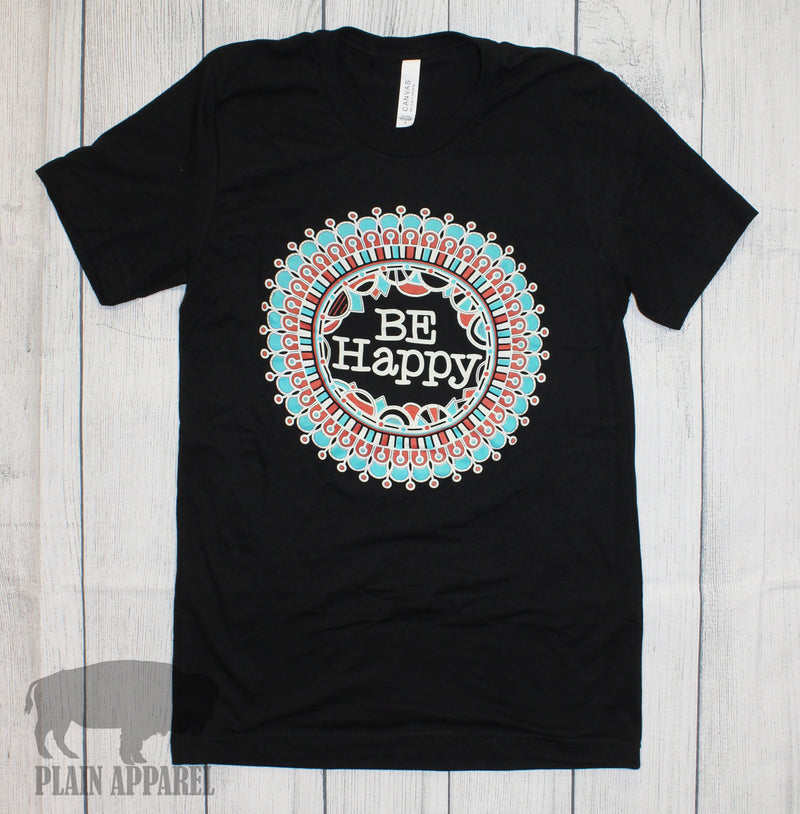 Be Happy Crew Neck Tee - Bless UR Heart Boutique