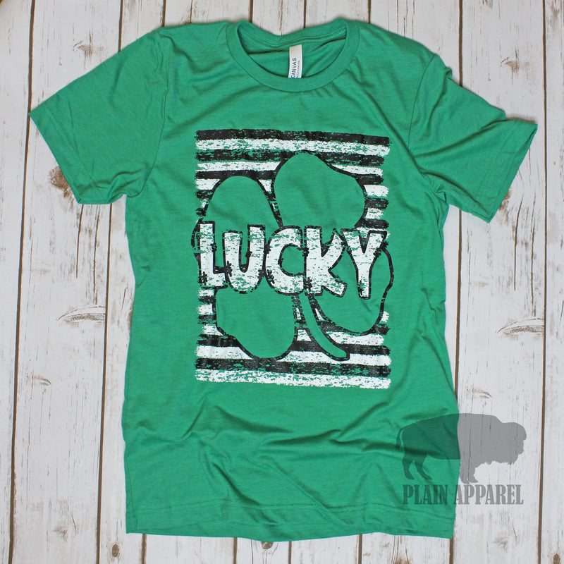 Lucky Stripes Crew Neck Tee - Bless UR Heart Boutique