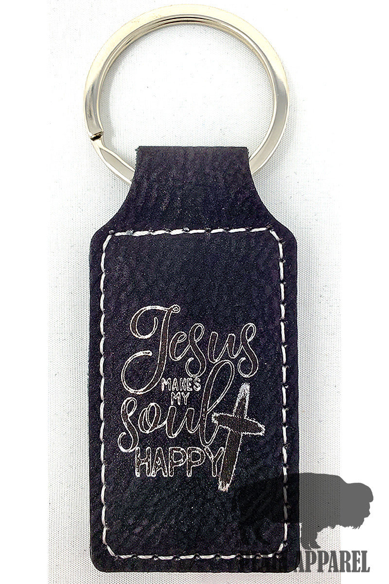 Jesus Makes My Soul Happy Engraved Keychain - Bless UR Heart Boutique
