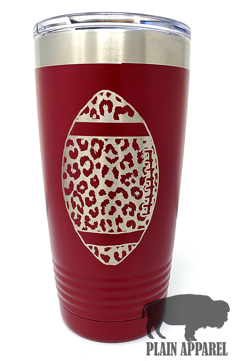 Leopard Football Engraved Tumbler - Bless UR Heart Boutique