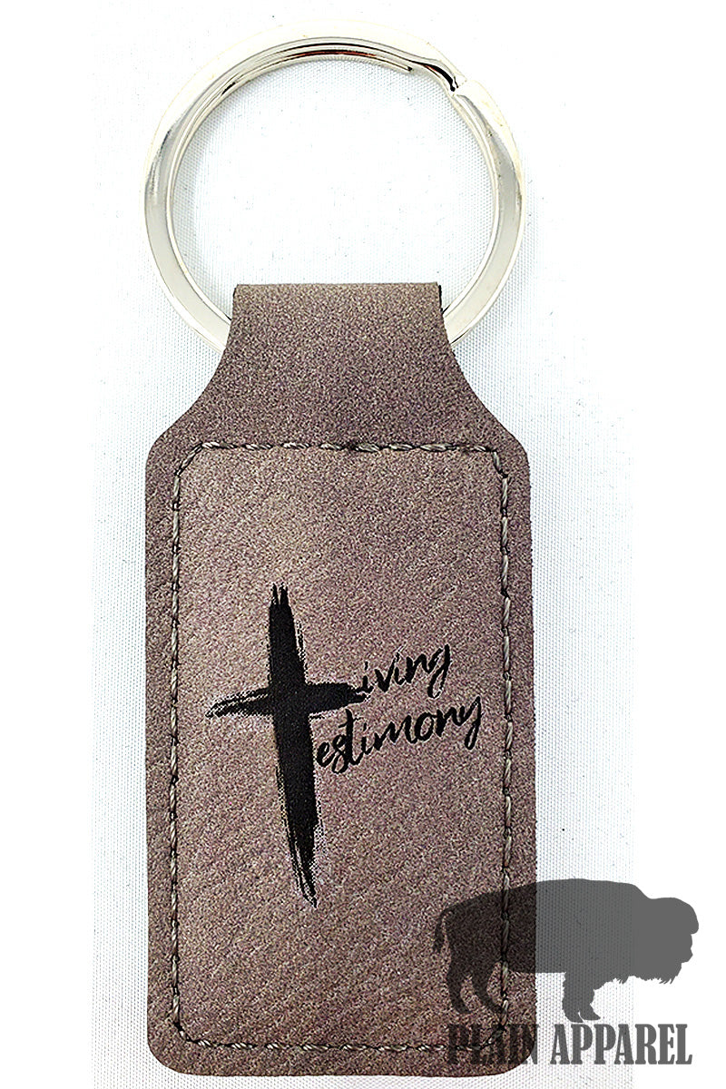 Living Testimony Engraved Keychain - Bless UR Heart Boutique