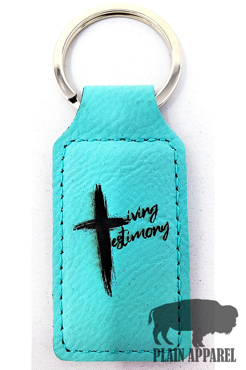 Living Testimony Engraved Keychain - Bless UR Heart Boutique
