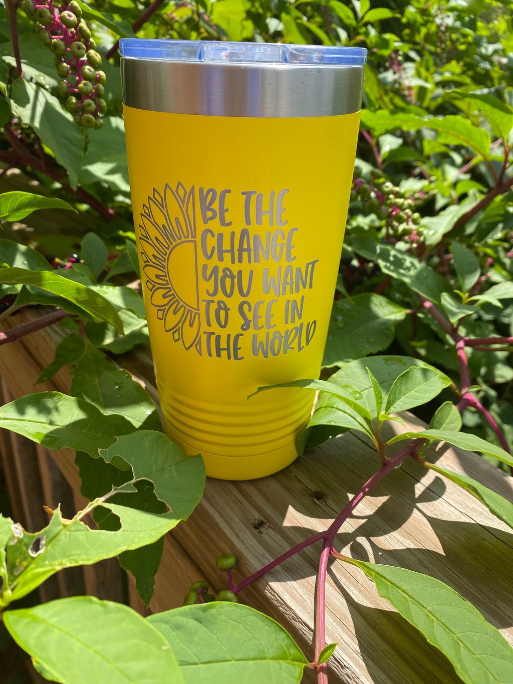 be the change you want to see in the world yellow tumbler 20oz - Bless UR Heart Boutique