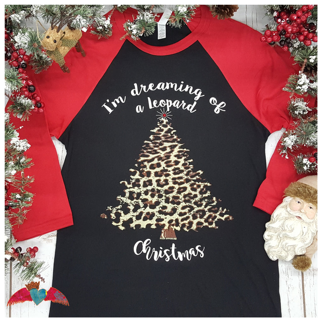 Leopard Christmas RAGLAN - Bless UR Heart Boutique
