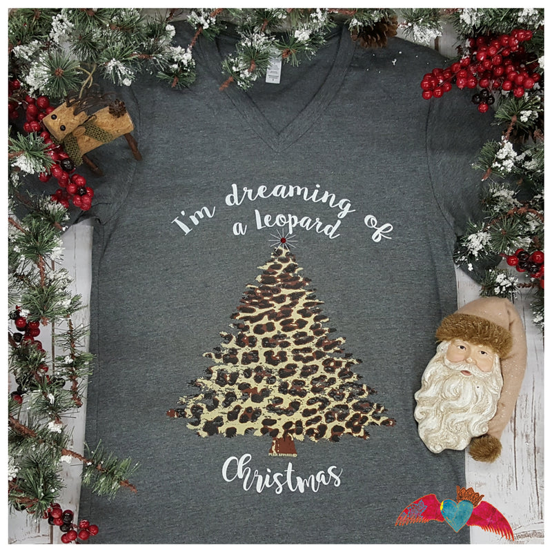 Leopard Christmas V-Neck - Bless UR Heart Boutique