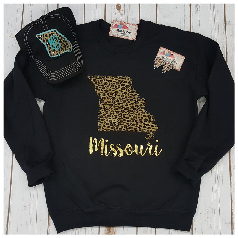 Leopard Missouri Sweatshirt - Bless UR Heart Boutique