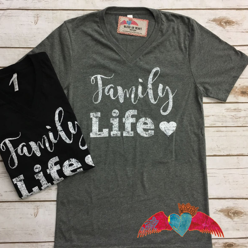 Family Life V-Neck - Bless UR Heart Boutique