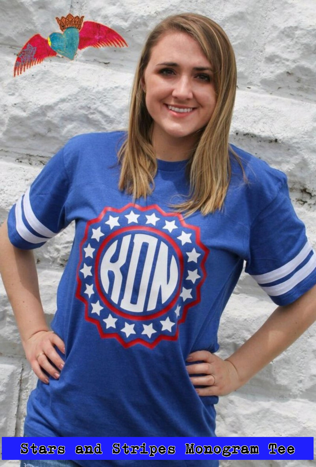 Stars and Stripes Monogram Tee - Bless UR Heart Boutique