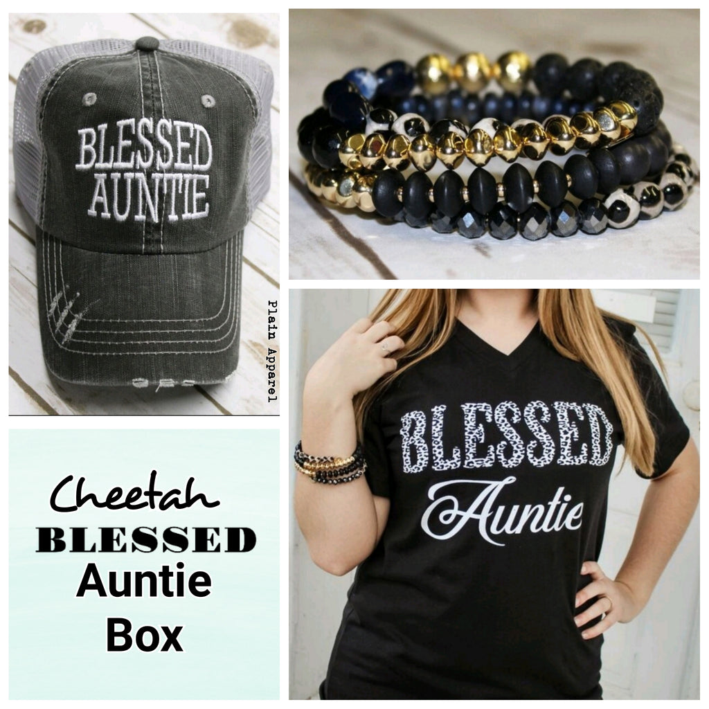 Cheetah Blessed AUNTIE Box - Bless UR Heart Boutique