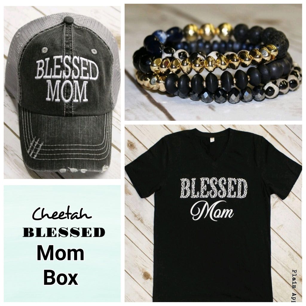 Cheetah Blessed MOM Box - Bless UR Heart Boutique