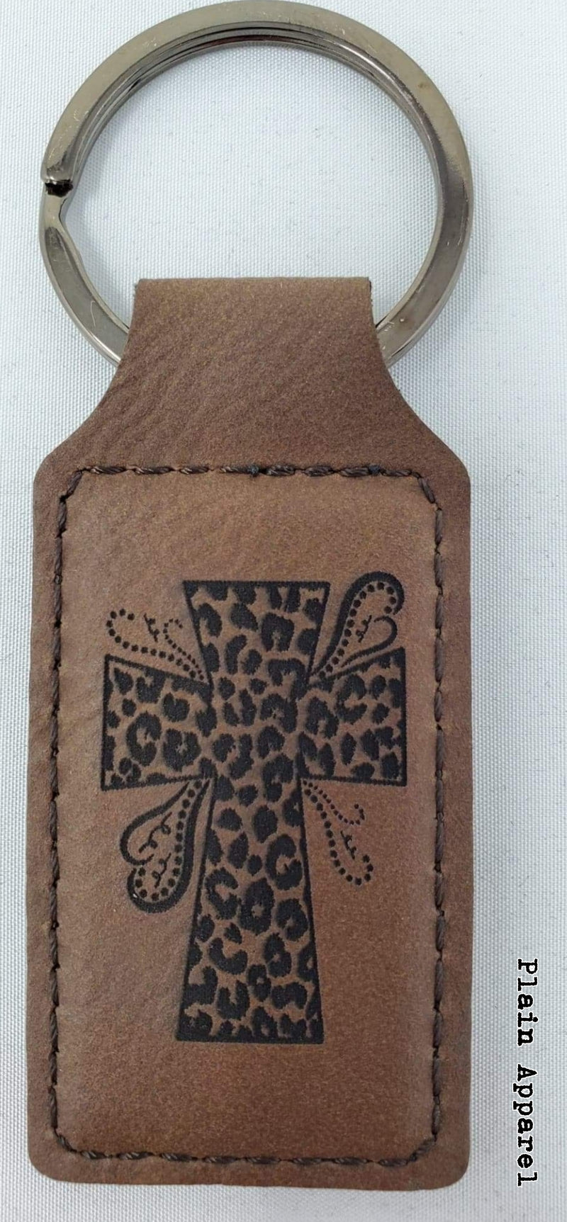 Leopard Cross TAN Keychain - Bless UR Heart Boutique