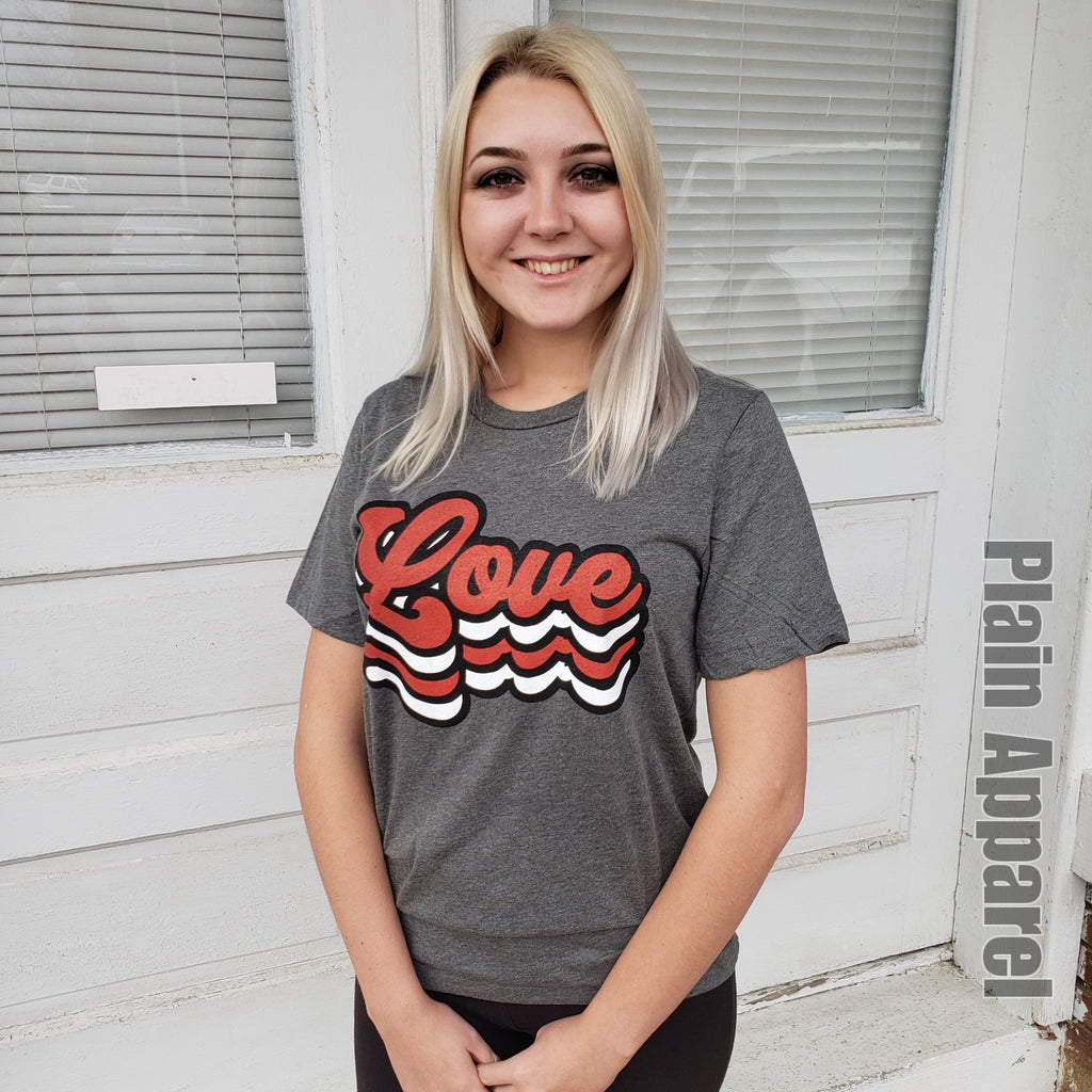 Retro LOVE Gray Crew - Bless UR Heart Boutique