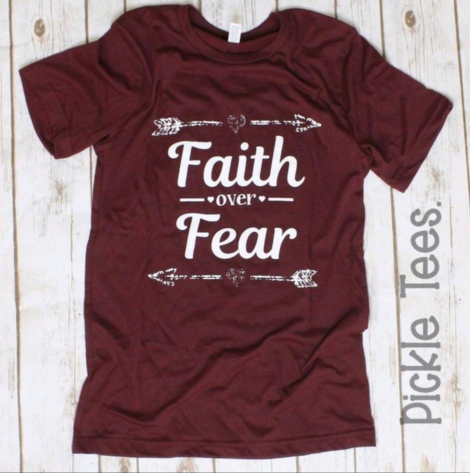 Faith Over Fear Crew Neck Tee - Bless UR Heart Boutique