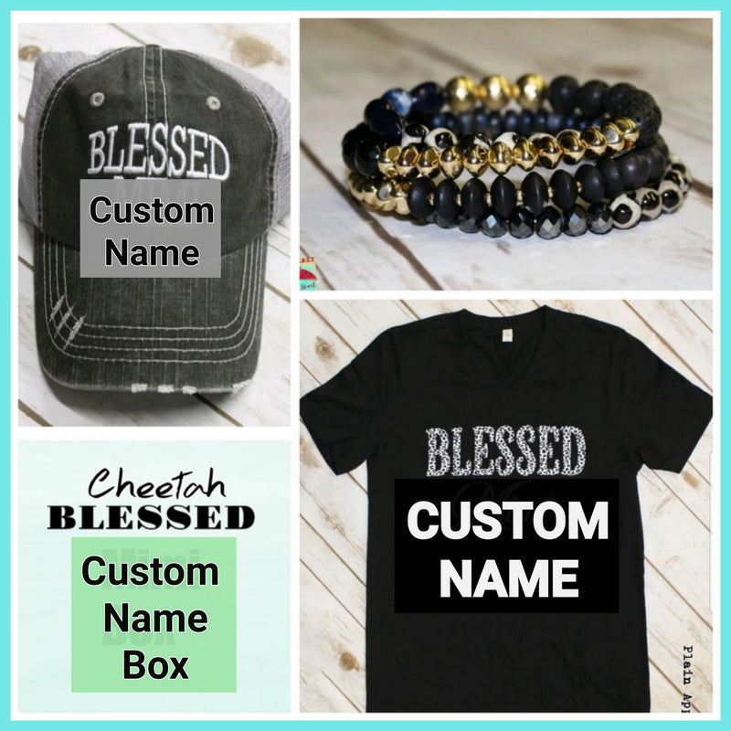 Cheetah Blessed CUSTOM NAME Box - Bless UR Heart Boutique