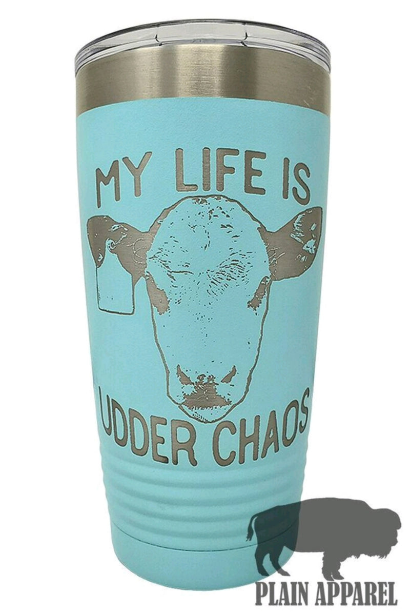 Udder Chaos Cow Head Engraved Tumbler - Bless UR Heart Boutique