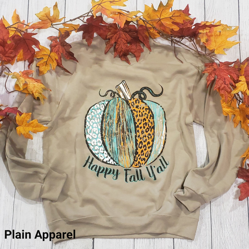 Happy Fall Leopard Pumpkin SWEATSHIRT - Bless UR Heart Boutique