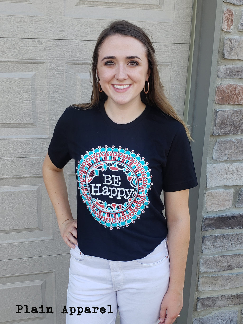 Be Happy Crew Neck Tee - Bless UR Heart Boutique