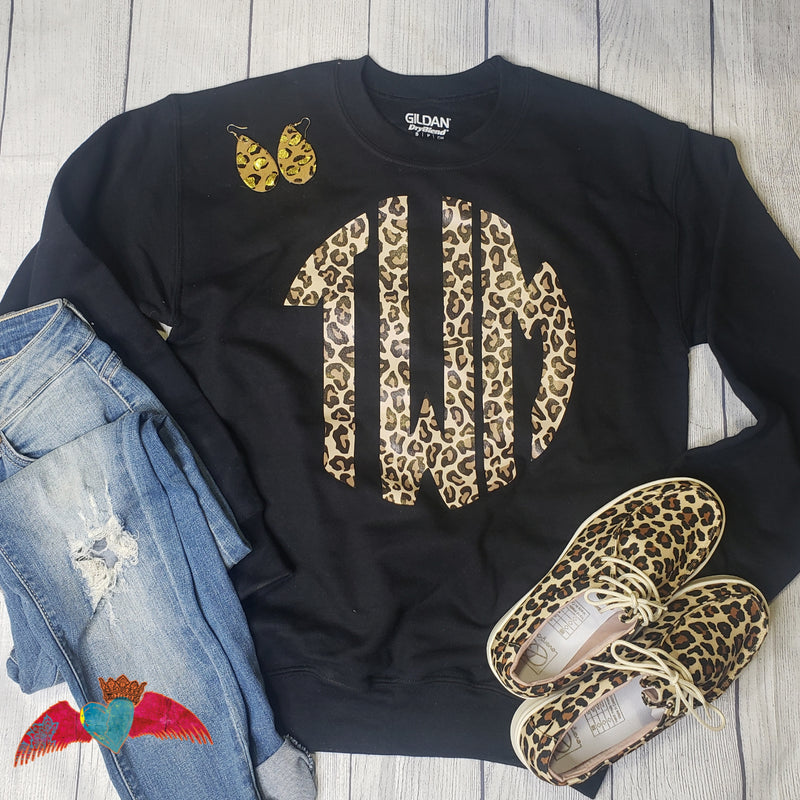 Leopard Monogram Sweatshirt - Bless UR Heart Boutique