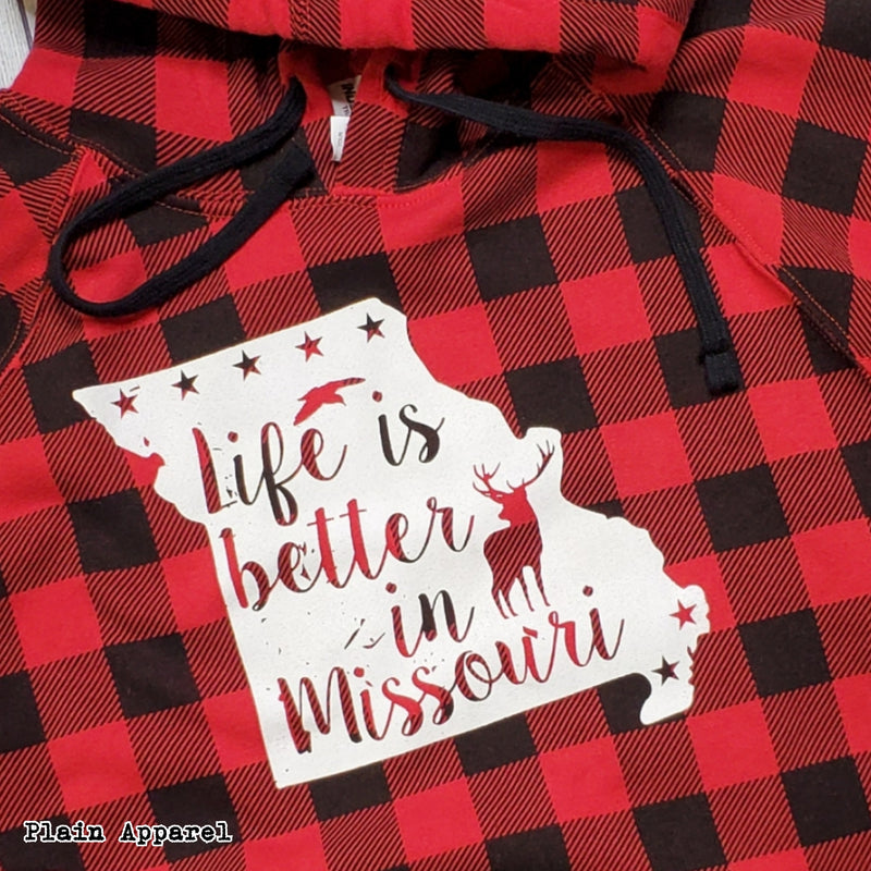 Buffalo Plaid Life is Better MISSOURI - Bless UR Heart Boutique