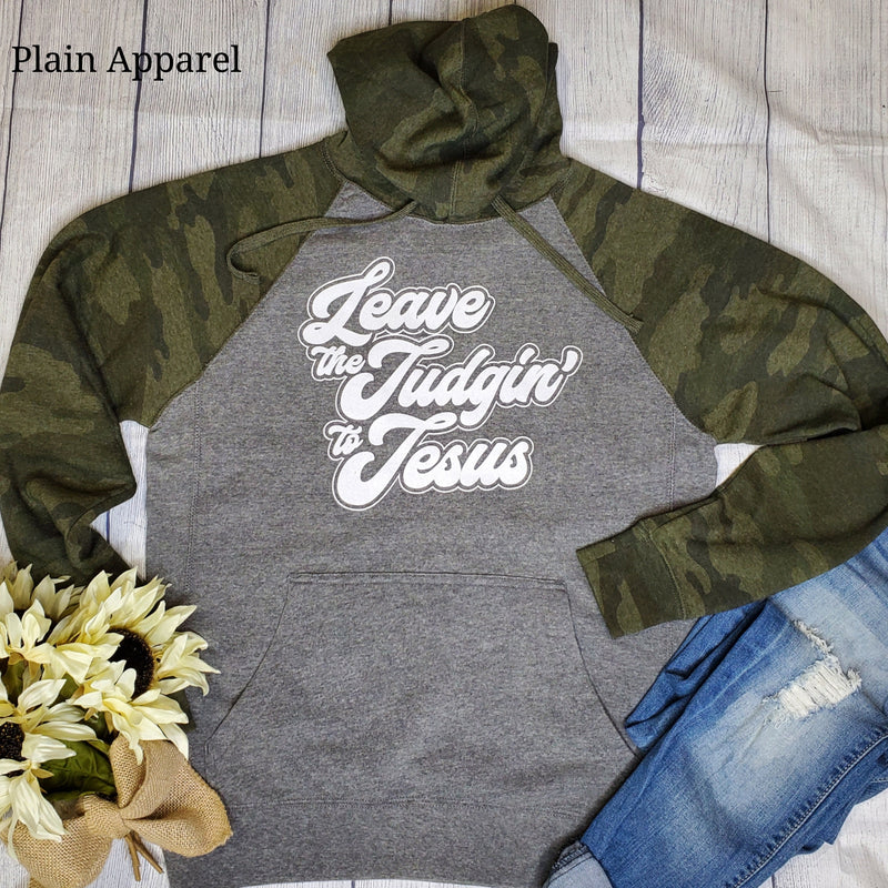 Leave the Judgin to Jesus Camo Hoodie - Bless UR Heart Boutique
