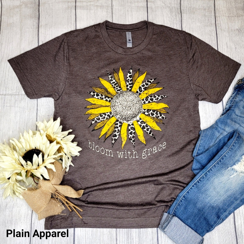 Bloom with Grace Leopard Sunflower Tee *SHIRT of the WEEK* - Bless UR Heart Boutique