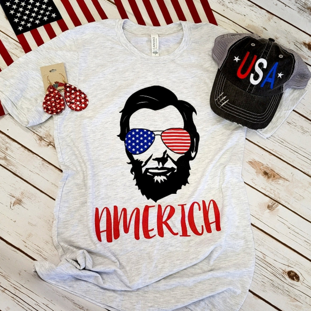 America Abe Glasses Tee - Bless UR Heart Boutique