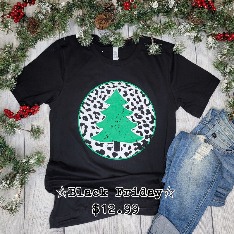 Leopard Circle Green Tree Tee ••PRE-ORDER••