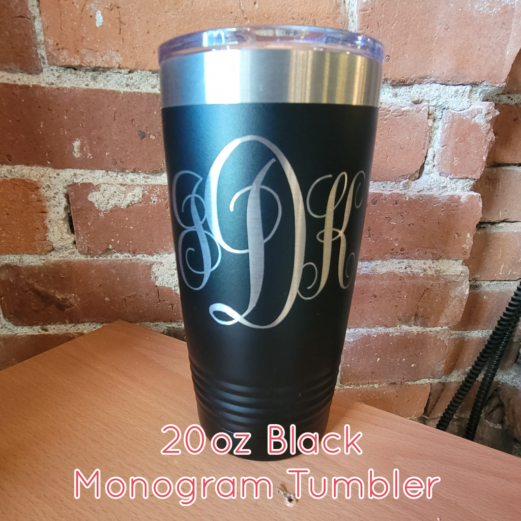 Monogram 20 oz Black Tumbler